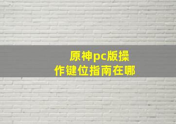 原神pc版操作键位指南在哪