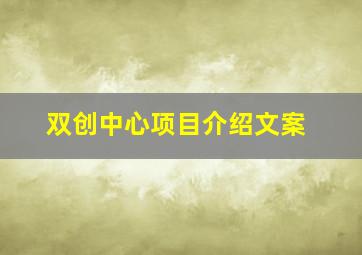 双创中心项目介绍文案