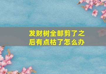 发财树全部剪了之后有点枯了怎么办