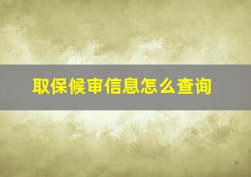 取保候审信息怎么查询