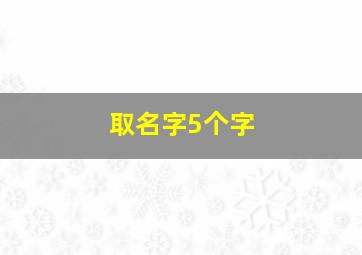 取名字5个字