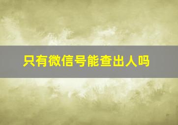 只有微信号能查出人吗