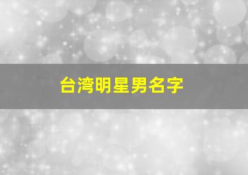 台湾明星男名字