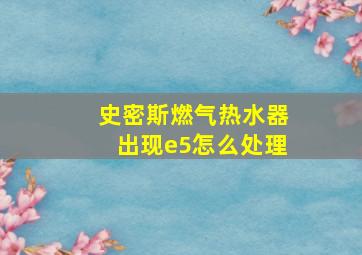 史密斯燃气热水器出现e5怎么处理