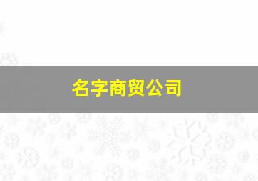 名字商贸公司