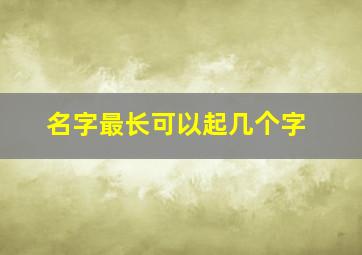 名字最长可以起几个字