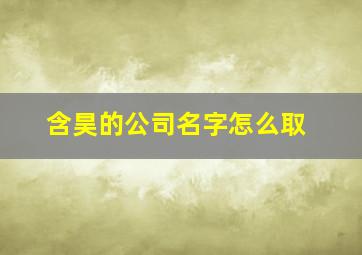 含昊的公司名字怎么取