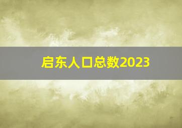 启东人口总数2023