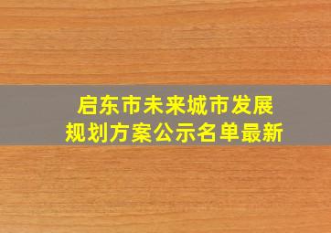 启东市未来城市发展规划方案公示名单最新