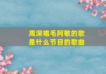 周深唱毛阿敏的歌是什么节目的歌曲