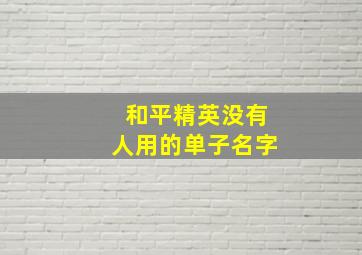 和平精英没有人用的单子名字