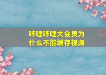 哔哩哔哩大会员为什么不能缓存视频