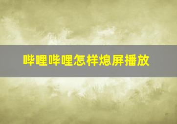 哔哩哔哩怎样熄屏播放