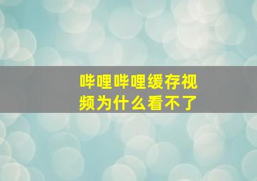 哔哩哔哩缓存视频为什么看不了