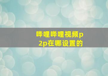 哔哩哔哩视频p2p在哪设置的