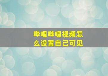 哔哩哔哩视频怎么设置自己可见