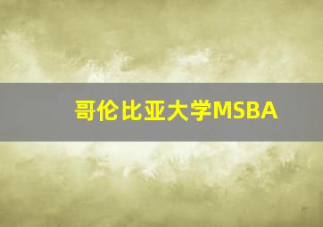 哥伦比亚大学MSBA