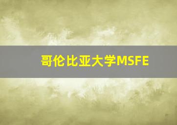 哥伦比亚大学MSFE