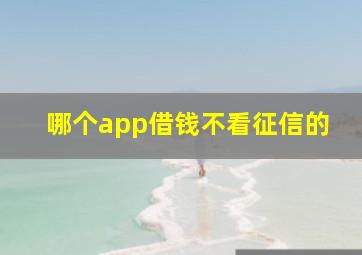 哪个app借钱不看征信的