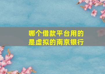 哪个借款平台用的是虚拟的南京银行