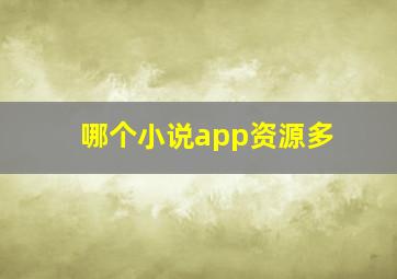 哪个小说app资源多