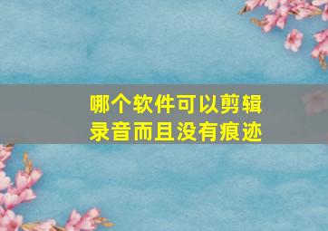 哪个软件可以剪辑录音而且没有痕迹