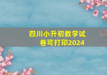 四川小升初数学试卷可打印2024