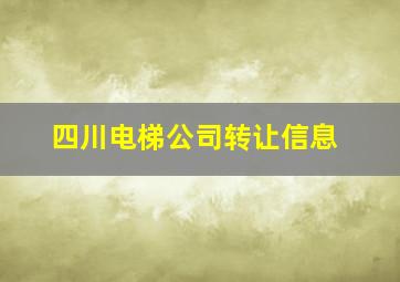 四川电梯公司转让信息