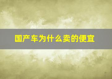 国产车为什么卖的便宜