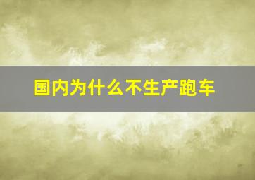 国内为什么不生产跑车