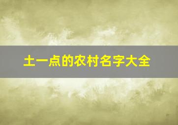 土一点的农村名字大全