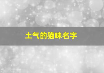 土气的猫咪名字