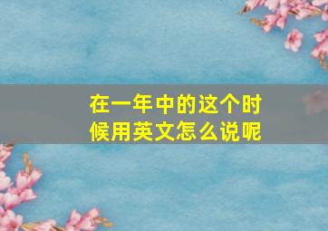 在一年中的这个时候用英文怎么说呢