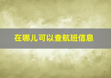 在哪儿可以查航班信息