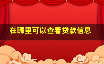 在哪里可以查看贷款信息