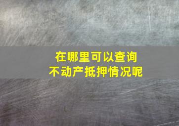 在哪里可以查询不动产抵押情况呢