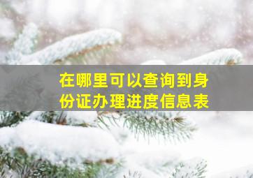 在哪里可以查询到身份证办理进度信息表