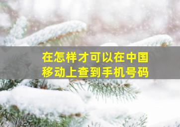 在怎样才可以在中国移动上查到手机号码