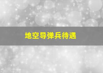 地空导弹兵待遇