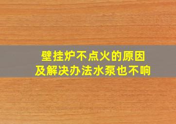 壁挂炉不点火的原因及解决办法水泵也不响