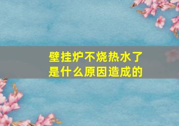 壁挂炉不烧热水了是什么原因造成的