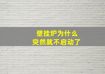 壁挂炉为什么突然就不启动了