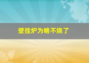 壁挂炉为啥不烧了