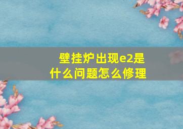 壁挂炉出现e2是什么问题怎么修理