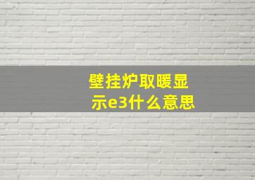 壁挂炉取暖显示e3什么意思