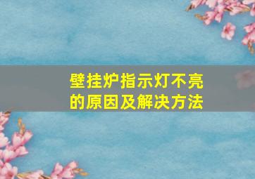 壁挂炉指示灯不亮的原因及解决方法