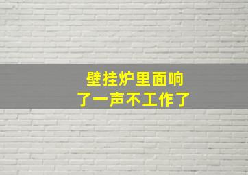 壁挂炉里面响了一声不工作了