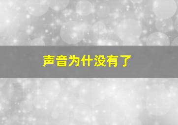 声音为什没有了