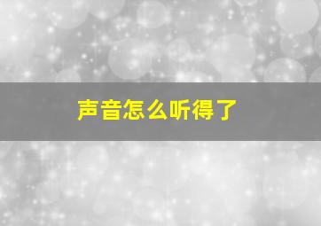 声音怎么听得了