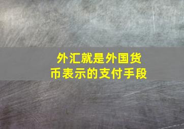 外汇就是外国货币表示的支付手段